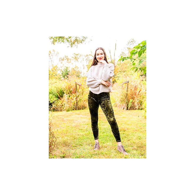 MeMoi Crushed Velvet Stretch Leggings Burgundy Small/Medium