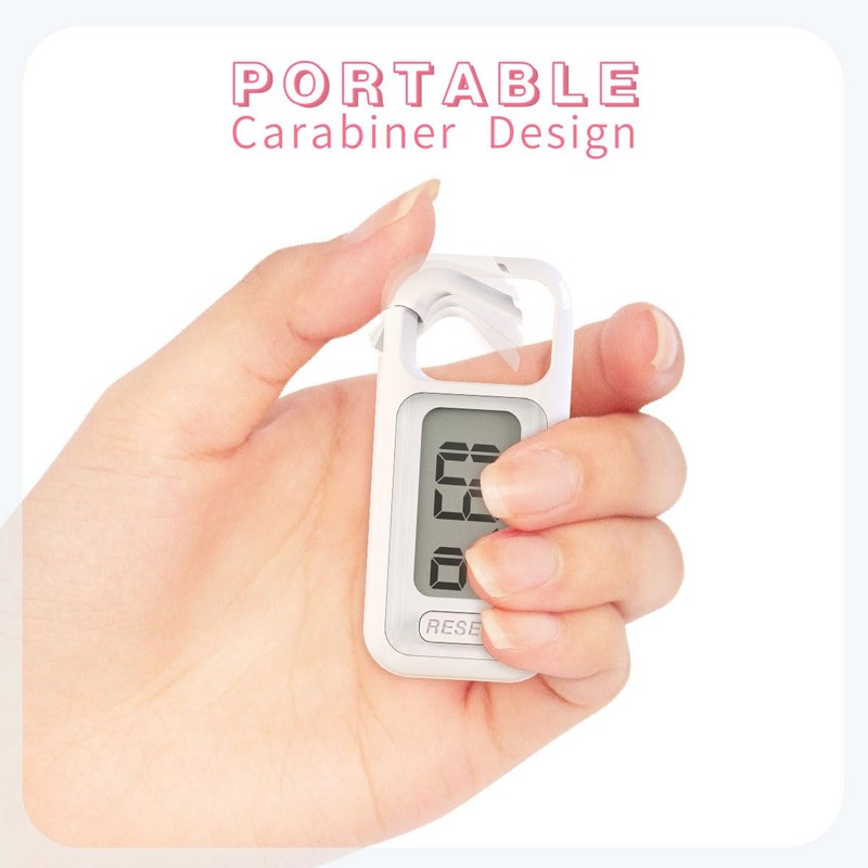 Simple Walking 3D Pedometer, Portable Carabiner Step Counter, Steps Tracker