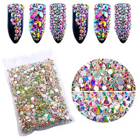 Mesiyun 1440pcs Nail Art Flatback Rhinestones Crystals AB Charms Gemstones Glass Diamonds for Crafts Makeup Shoes and 3D DIY Decorations (SS4)