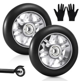Stunt Scooter Wheels 100 mm, Pack of 2 Scooter Replacement Wheels, Scooter Wheels with ABEC, 9 Bearings Aluminium Spoke Core for Extreme Cars Scooters Rocking Cars