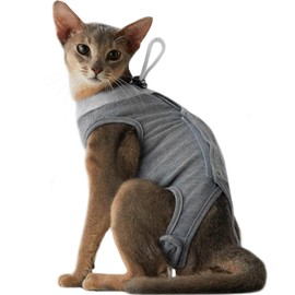 La La Pet®Adjustable Cat Surgery Recovery Suit Female Protective Kitten Surgical Recovery Suit Male Anti Licking Cat Neuter Body Recovery Shirt Breathable Cat Onesie for Cats After Surgery Large