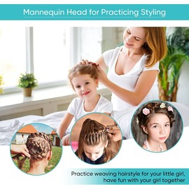Mannequin Head with Hair, Training Heads Hairdressing, Styling Training Manikin Dolls Head with Table Clamp Holder for Hair Training, ET-30