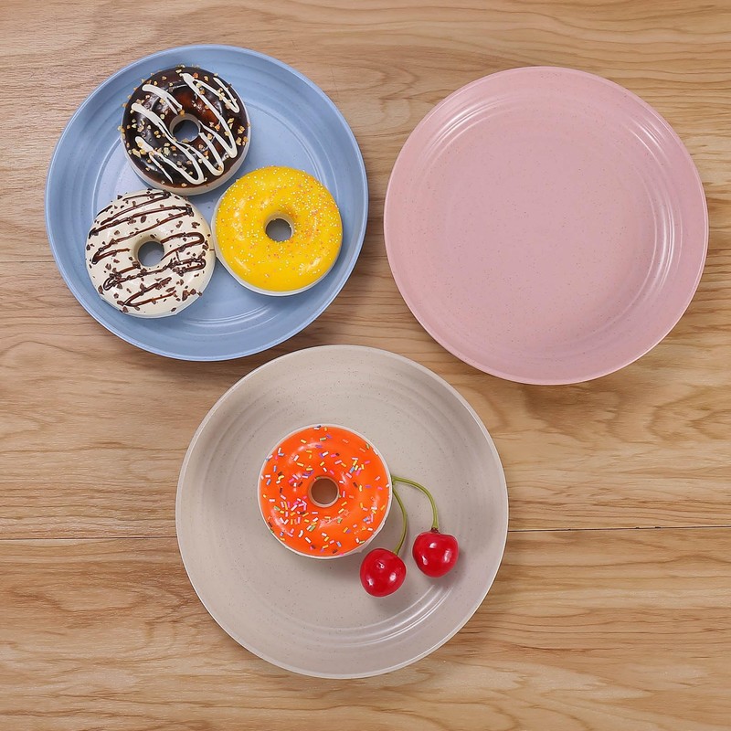 LuckyZone 7 Inches Small Unbreakable Wheat Straw Plates - Reusable