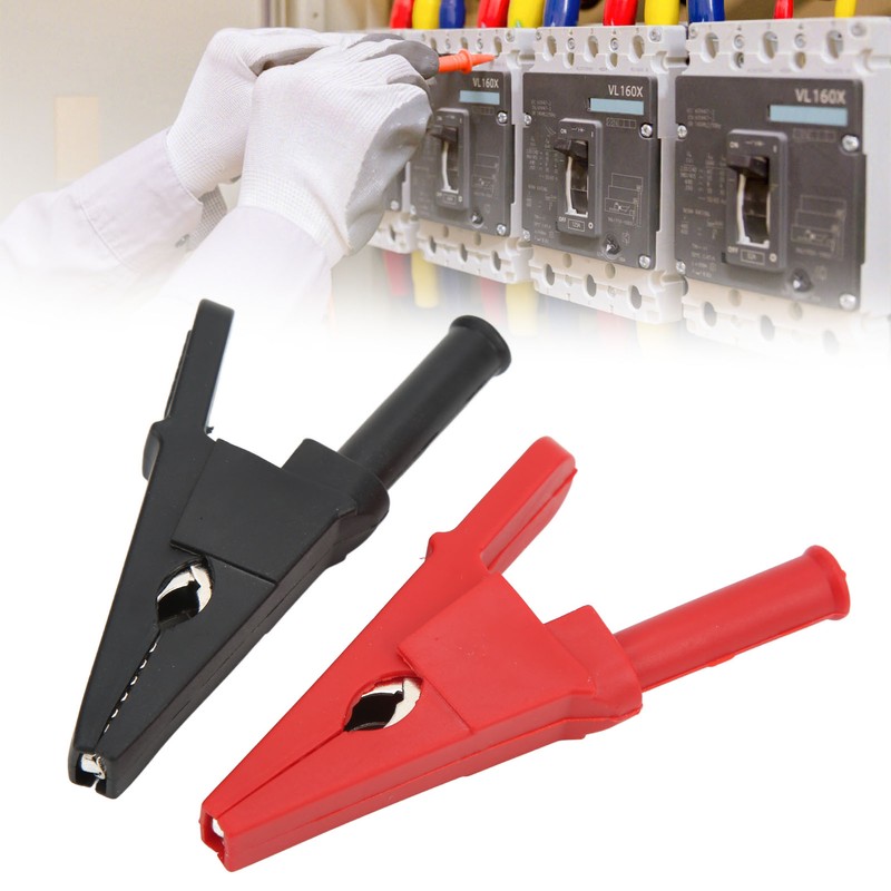10pcs Electric Test Clip Brass Red Black 4mm/0.2in Hole 20mm/0.8in