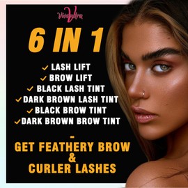 6-IN-1 Lash Lift and Brow Lamination Kit, Black & Dark Brown, Vivandra Eyebrow Lamination Kit Eyelash Lift Kit for Feathery Brows & Curler lashes, Detailed Instructions Perfect for Beginners