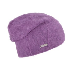 Seeberger Angora Beanie Angora Hat Winter Hat Oversize Hat Women's Hat Winter Hat Beanie Long Beanie (Purple), Purple