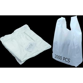 White Plastic Vest Carrier Bags Large Heavy Duty Vest Carrier Bags Eco Friendly Recycled Strong White Plastic Bags Gift Bags Lunch Bags Shopping Bags Takeaway Bags 11x17x21" HTUK (Pack Of 1000)