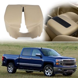VANJING Compatible with Center Console Cover Armrest Cover Chevy GMC Avalanche Silverado Tahoe Suburban Yukon Yukon XL Sierra 2007-2013 (Leather Part Only)