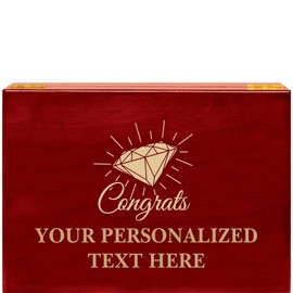 Crown Awards Congrats Engagement Rosewood Humidor Gift, Customize with Your Own Text Engraving Prime