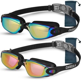 Careula Kids Swim Goggles, 2 Pack Swimming Goggles for Kids Anti-Fog UV Protection Goggles Child Boys Girls 3-8