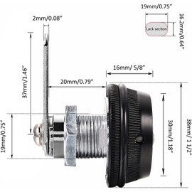 Homefantasy Set of 2 Password Drawer Lock, 3 Digital Combination Lock, Without Key, Cam Lock, Drawer Combination Lock, for Security Drawer Doors, Tool Boxes, Lockers