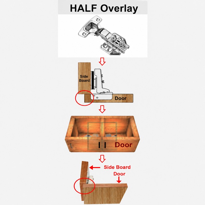 10PCS Stainless Steel Soft Close Cabinet Door Hinges with Screws