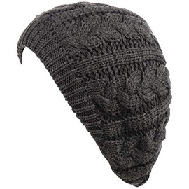BYOS - Gorro de lana para mujer (juego disponible), Cable gris carbón, Talla única