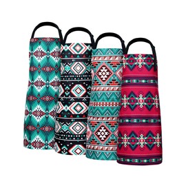 Geetery 4 Pcs Sunflowers Aprons for Women with Pockets Flower Western Grid Chicken Waterproof Aprons for Kitchen Cooking(Mulitcolor,Western)