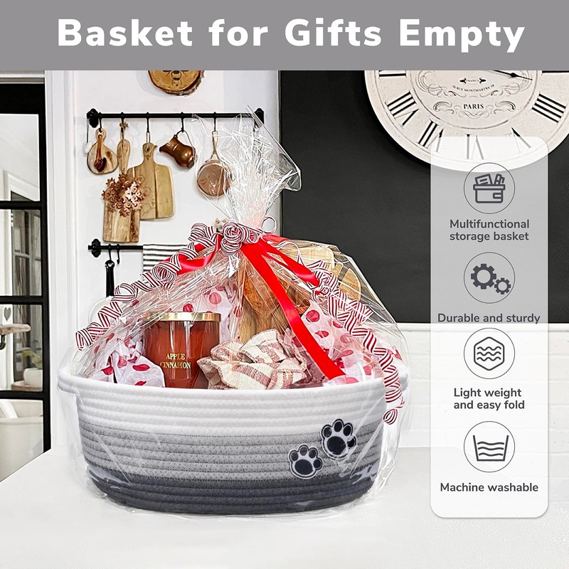 HiChen Small Dog Toy Basket, Cute Woven Baskets for Shelves,