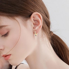 Small Gold Hoop Earrings For Women Blue Earrings With Blue Heart Drop Gold Plated Hoop Earrings Hypoallergenic Cubic Zirconia Dangle Blue Jewelry