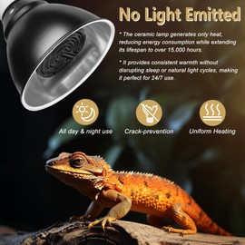 BOEESPAT Energy Efficient 75W Reptile Heat Bulbs, Pack of 3 Ceramic Heat Emitters for Geckos, Turtle, Snake, Bearded Dragon, Lizards, Iguana, Reptile & Amphibians