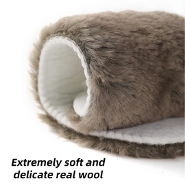 ISQFIQ Warm Sheepkin Insoles, Real Wool Innersoles for Men Women, Fleece Thermal Fur Insoles, Thick Lambswool Inner Soles for Boot, Wellington, Slippers(Grey, UK 11)