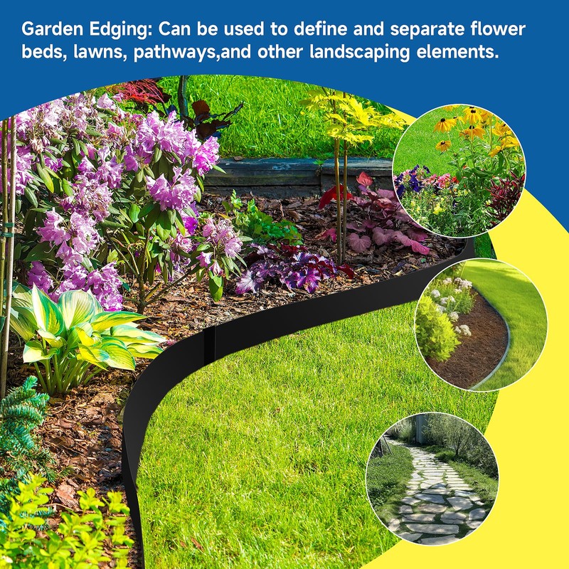 19.7Ft.Galvanized Steel Landscape Edging(6-Pack)-6"x39.4" Metal Garden Edging,7 Clips&Gloves,Hammer-in,No Dig,Rustproof,for Landscaping,Tree