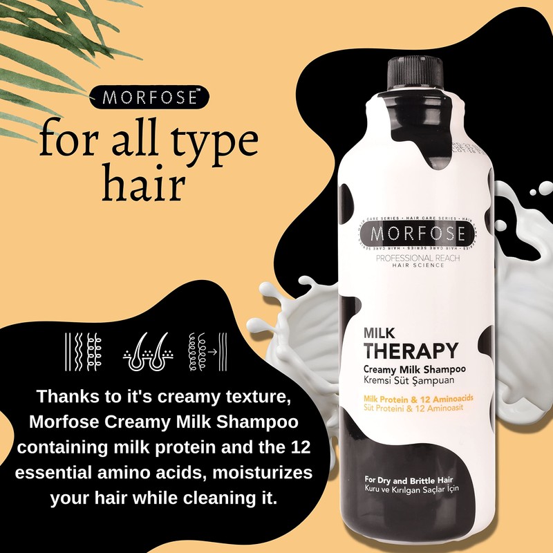 Morfose Professional Milk Therapy Creamy Hair Shampoo for Dry, Damaged,