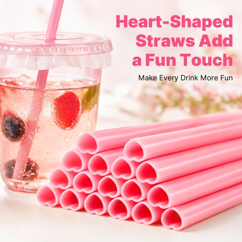 100 Pack Pink Plastic Cups with Lids and Straws 16