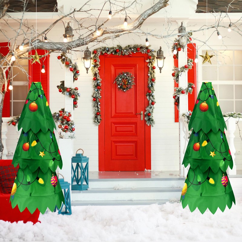 Chunm 2 Pcs Christmas Tree 3D Windsock Applique Christmas Tree