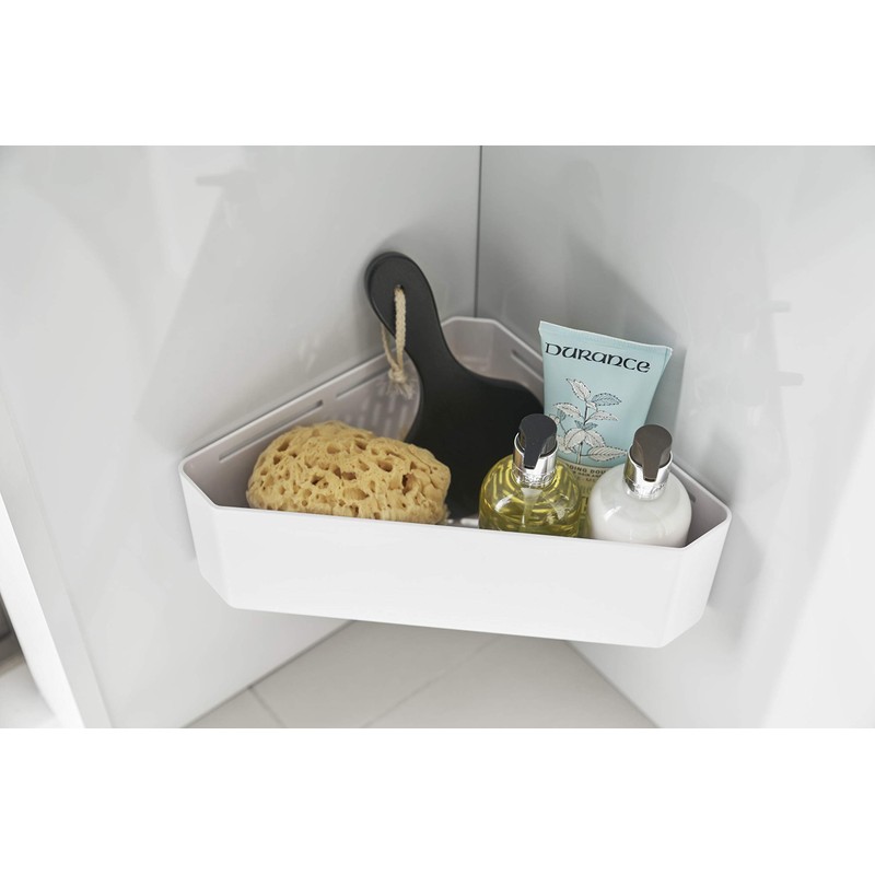 Yamazaki 4264 Magnetic Bathroom Corner Toy Rack, White, Approx. 13.0