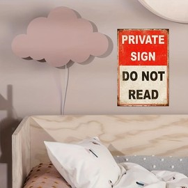 Private Sign Do Not Read Funny Tin Metal Sign 12x8 Inch - Retro Vintage Wall Art Decor for Home or Garage