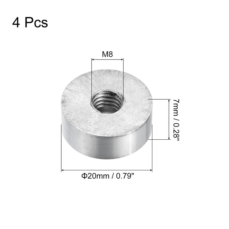 sourcing map M8 Thread 20 mm Diameter Round Shape Aluminium