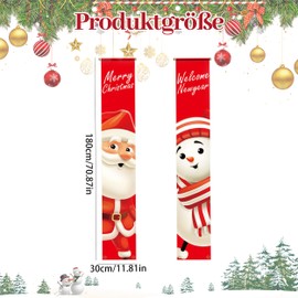 Set of 2 Christmas Banner Set, Christmas Decorations Merry Christmas & Welcome Banner for Door Decoration, Santa Claus & Snowman Design, Perfect for Porch, Front Door, Wall Christmas Decoration