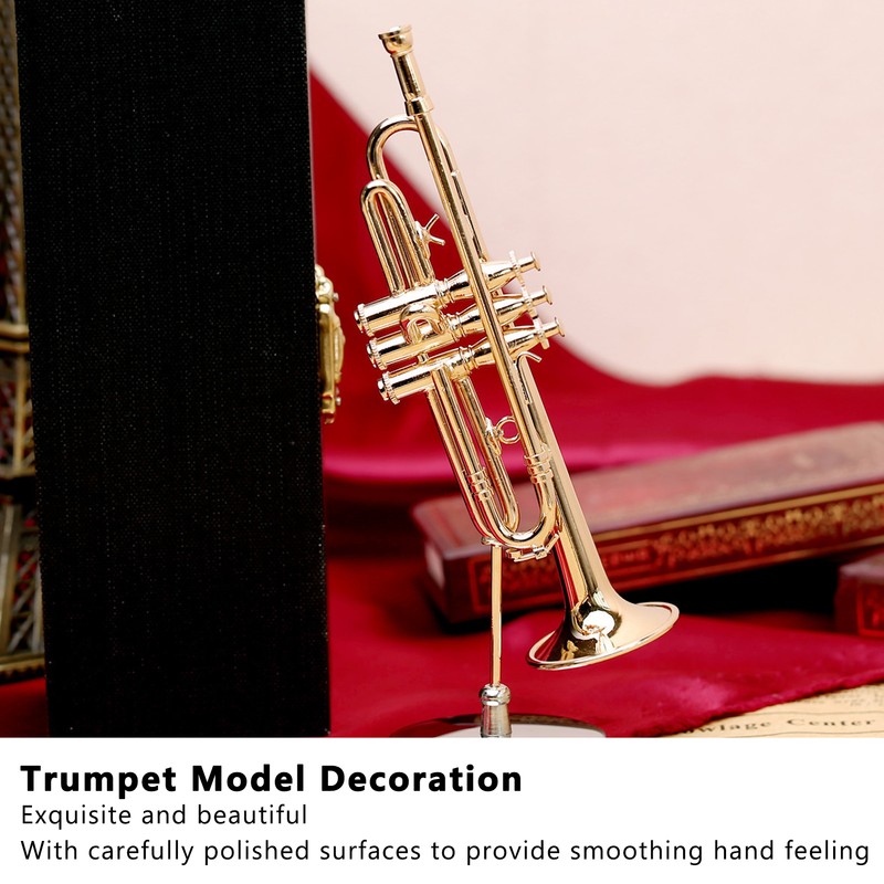 Trumpet Model Ornaments Exquisite Brass Miniature Instrument Desktop Decoration Gold