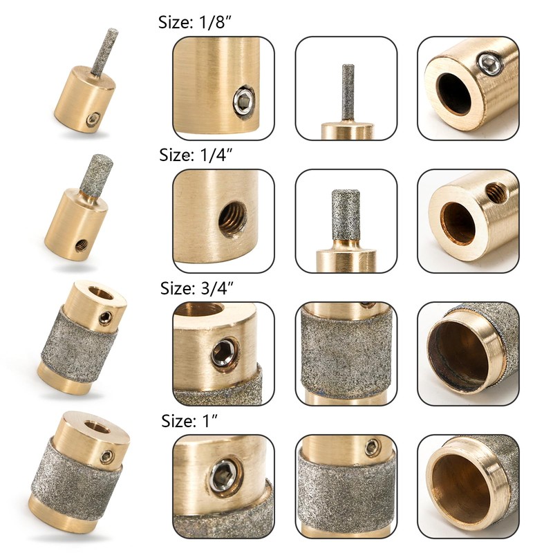 Hedume Set of 4 Glass Grinder Bits, 1 3/4 1/4