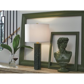 Signature Design by Ashley Keegan Contemporary Marble Table Lamp with 3-Way Switch, Green