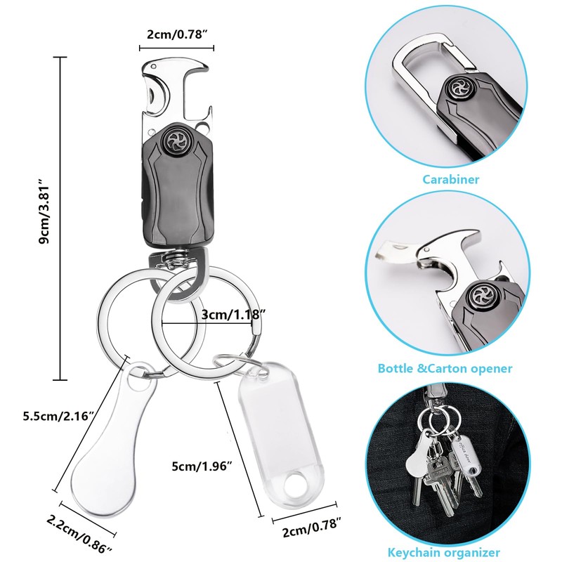 Multifunctional Key Chain with Trolley Insert, silver