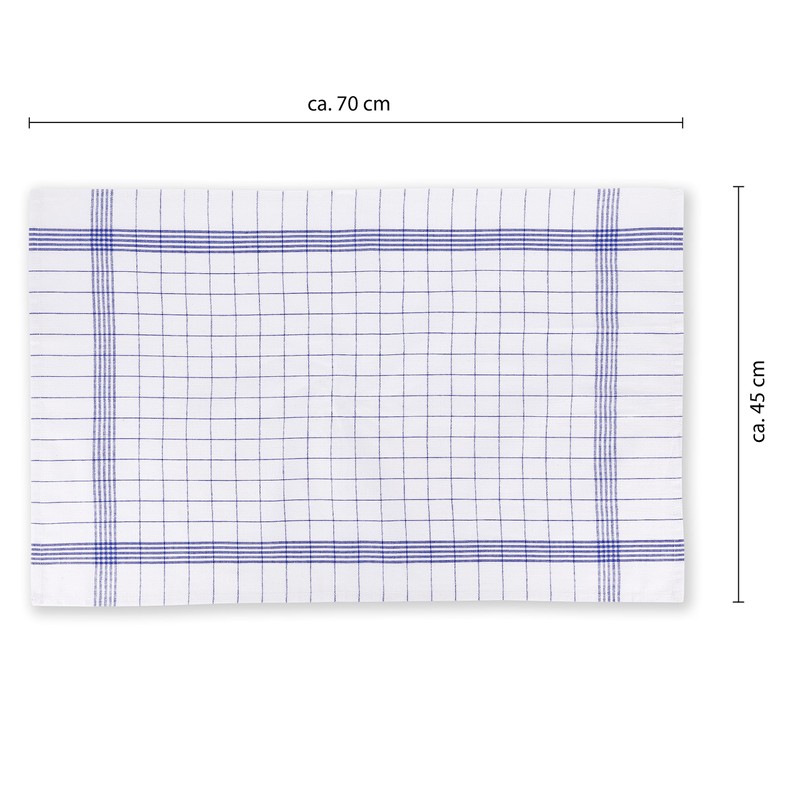Vaily Tea Towels Blue Checked Pack of 10 - 70