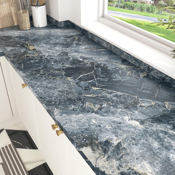 EPPKILY Blue Gold Marble Contact Paper Matte Purple Marble Wallpaper