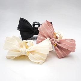 (3 types) Burnaby Popcorn Lovely Ribbon Big Clamp Pin Black / (3종) 버나비 팝콘 러블리 리본 빅 집게핀 블랙