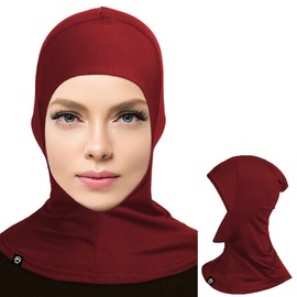 BISMAADH Ready To Wear Hijab for Women, Muslim Instant,Soft Jersey Scarf, Islamic Clothes, Long Hijabs, Abaya, Maroon, Free Size