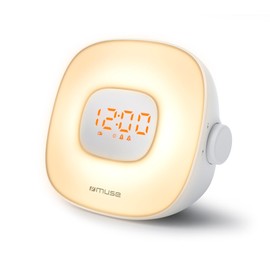 MUSE ML-198 CR Light Alarm Clock Radio: FM PLL Radio with Natural Sounds, Double Alarm, LED Lighting and Dimming Function - Alarm Clock with Wake-up Light and Colour Changing
