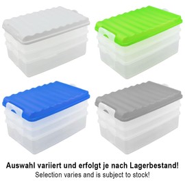 com-four® Lunch Box with Multiple Compartments - Stackable Food Box for the Fridge - Lunch Box Leak-Proof with Lid - Approx. 25 x 15.5 x 14 cm [Selection Varies] (1 Set)