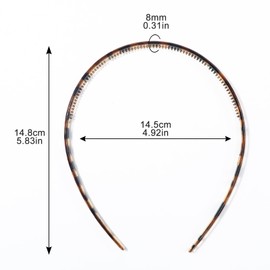 Hanyousheng 6 Pack Plastic Headband, 8mm Teeth Comb Headband, 3 Color Non-slip Hair Hoop, Unisex Hair Band, Sport Fashion Hair Band Accessories for Women and Men