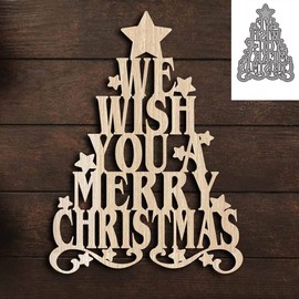 Merry Christmas Tree Metal Die Cuts, Merry Christmas Tree Cutting Dies Cut Stencils DIY Scrapbooking Cards Decorative Embossing Paper Dies for Album Card Making Scrapbooking