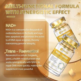 OMOGS NAD+ 300 mg + Trans-Resveratrol 200 mg, suplemento puro de NAD, absorción máxima, suplemento estimulante para reparación del ADN, envejecimiento
