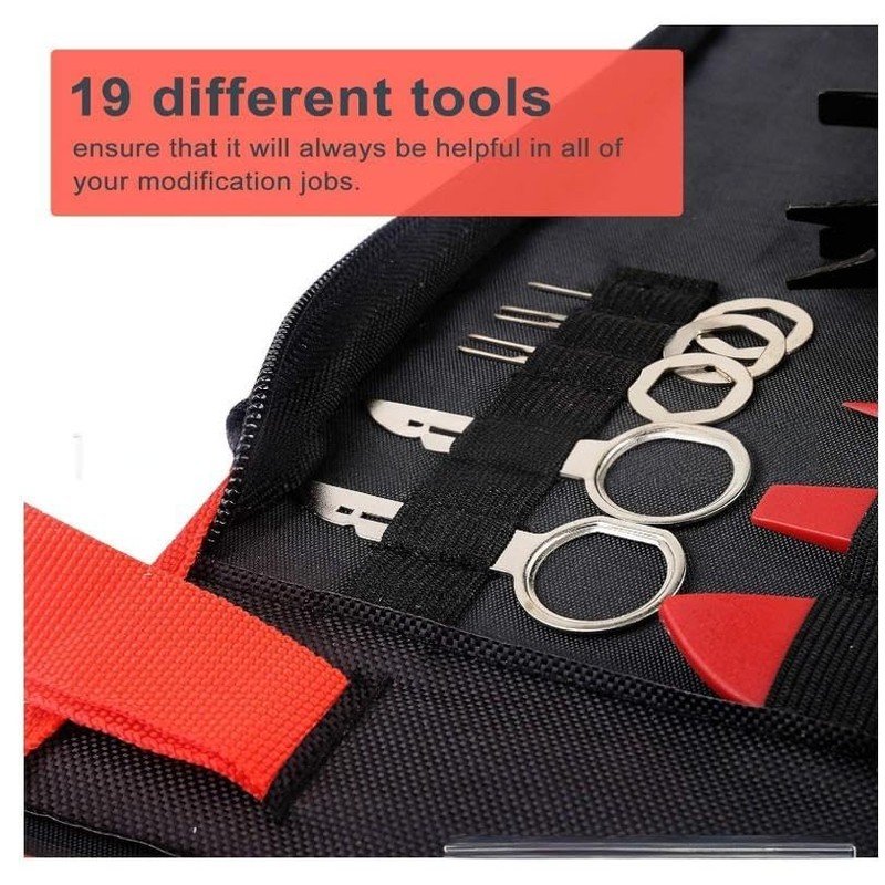 19Pcs Auto Trim Removal Tool Set, Red and Black, Professional
