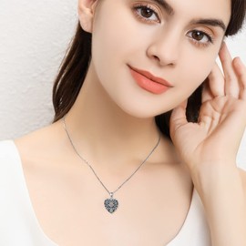 MEIDERBO Heart Locket Necklace That Holds Pictures 925 Sterling Silver Daisy Flower Photo Locket Pendant Daisy Jewelry Gifts for Women