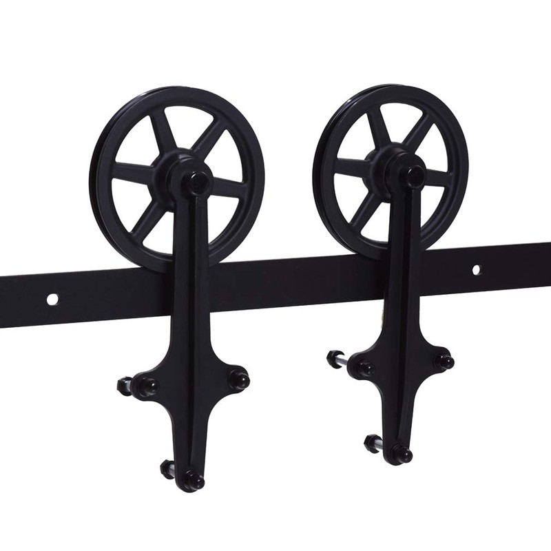 CCJH 6ft Heavy Duty Sturdy Sliding Barn Door Hardware Kit
