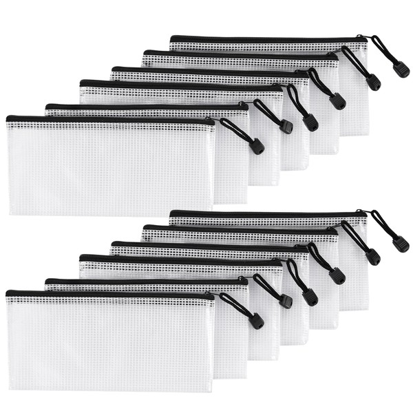 12Pcs Mesh Zipper Pouch,9x4.4 Inches Durable Pouches,Organizing Storage with Zipper
