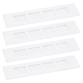 sourcing map Air Vents Cover, 4Pcs 200 x 50mm - Aluminum Alloy Mesh Air Return Vent Cover, Rectangle Louvered Ventilation Grille for Shoe Cabinet Wardrobe (White)