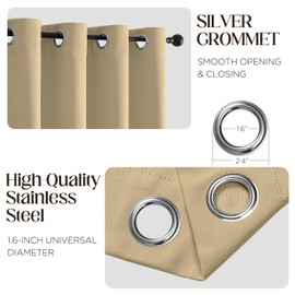 CUCRAF Beige Blackout Curtains 72 inch Length 2 Panels Set, Room Darkening Drapes for Living Room Bedroom, Thermal Insulated Light Blocking Grommet Window Curtain (W52 x L72 Inch)