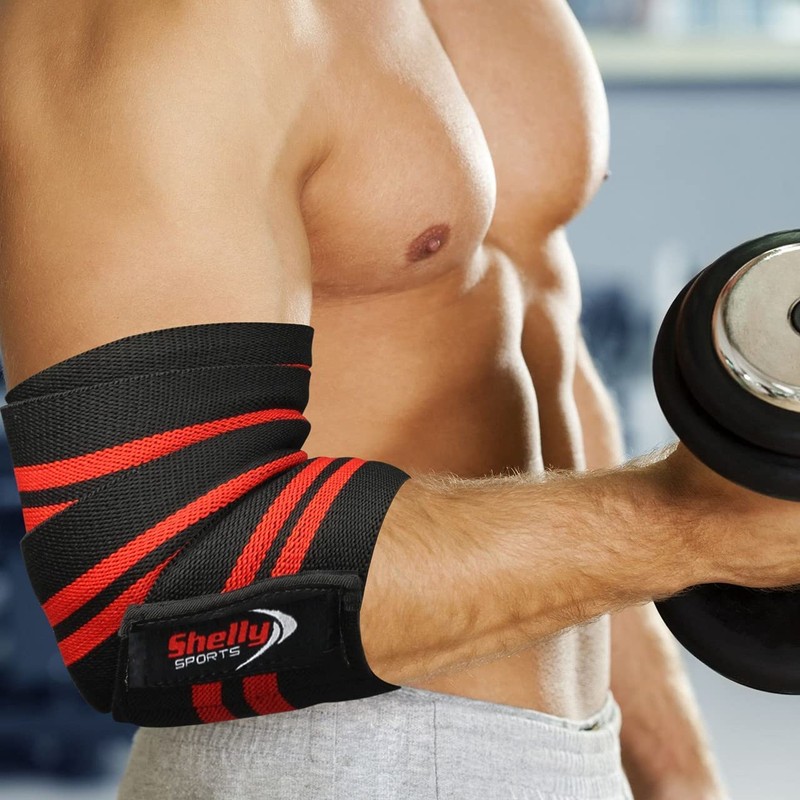 Shelly Elbow Wraps for Weightlifting – Heavy Duty Adjustable Elbow